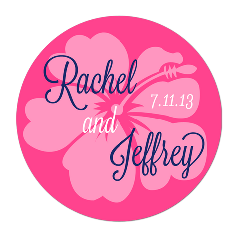 Hibiscus Flower Personalized Wedding Favor Sticker