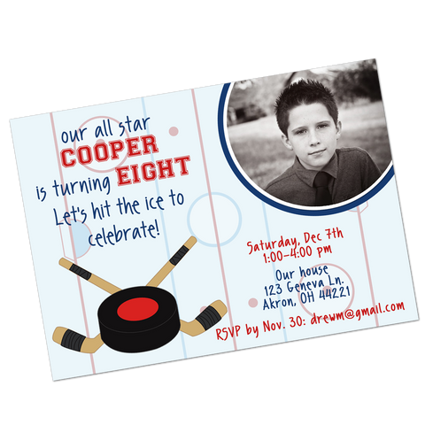 Ice Hockey Digital Birthday Invitation