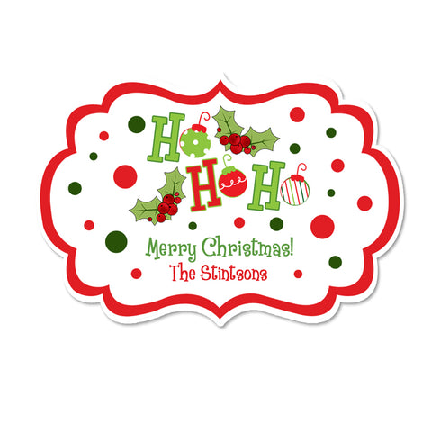 Ho Ho Ho Fancy Frame Shaped Personalized Christmas Gift Sticker