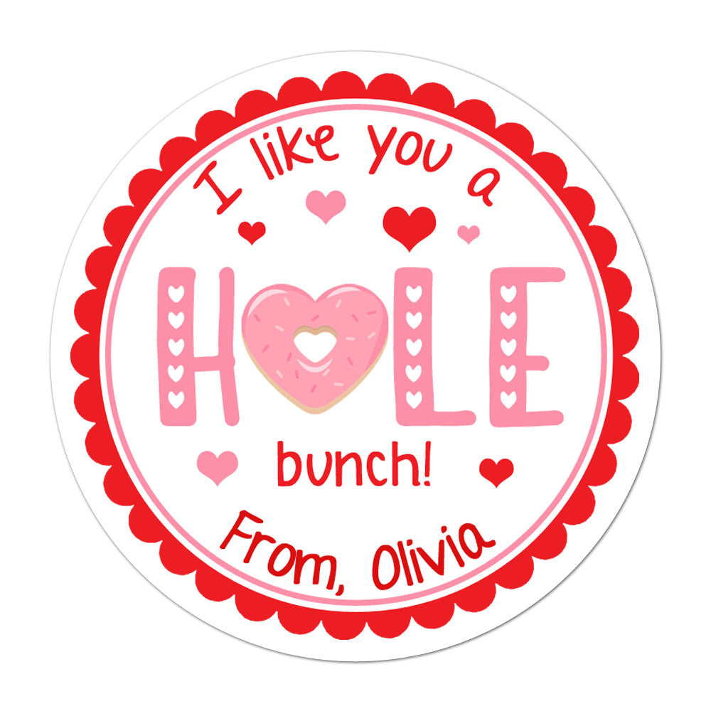 I Like You A Hole Bunch Donut Personalized Valentines Day Sticker