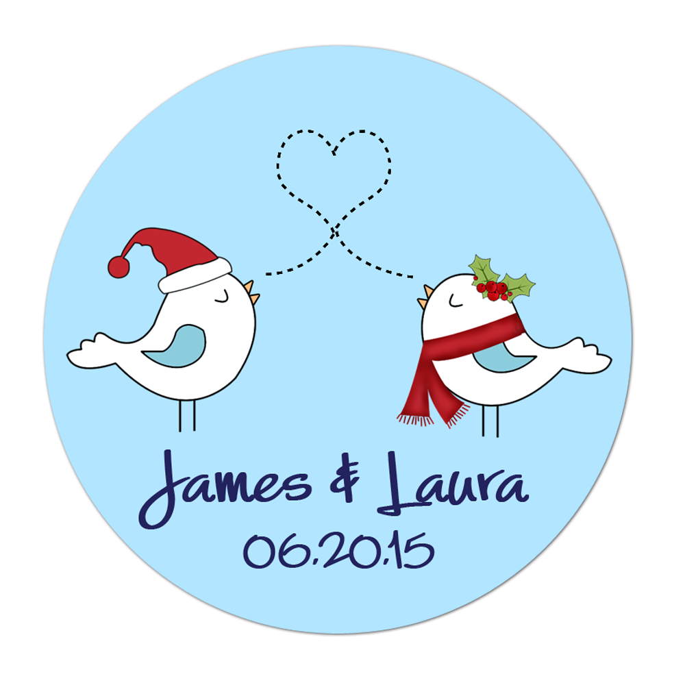 Winter Birds Personalized Sticker Wedding Stickers - INKtropolis