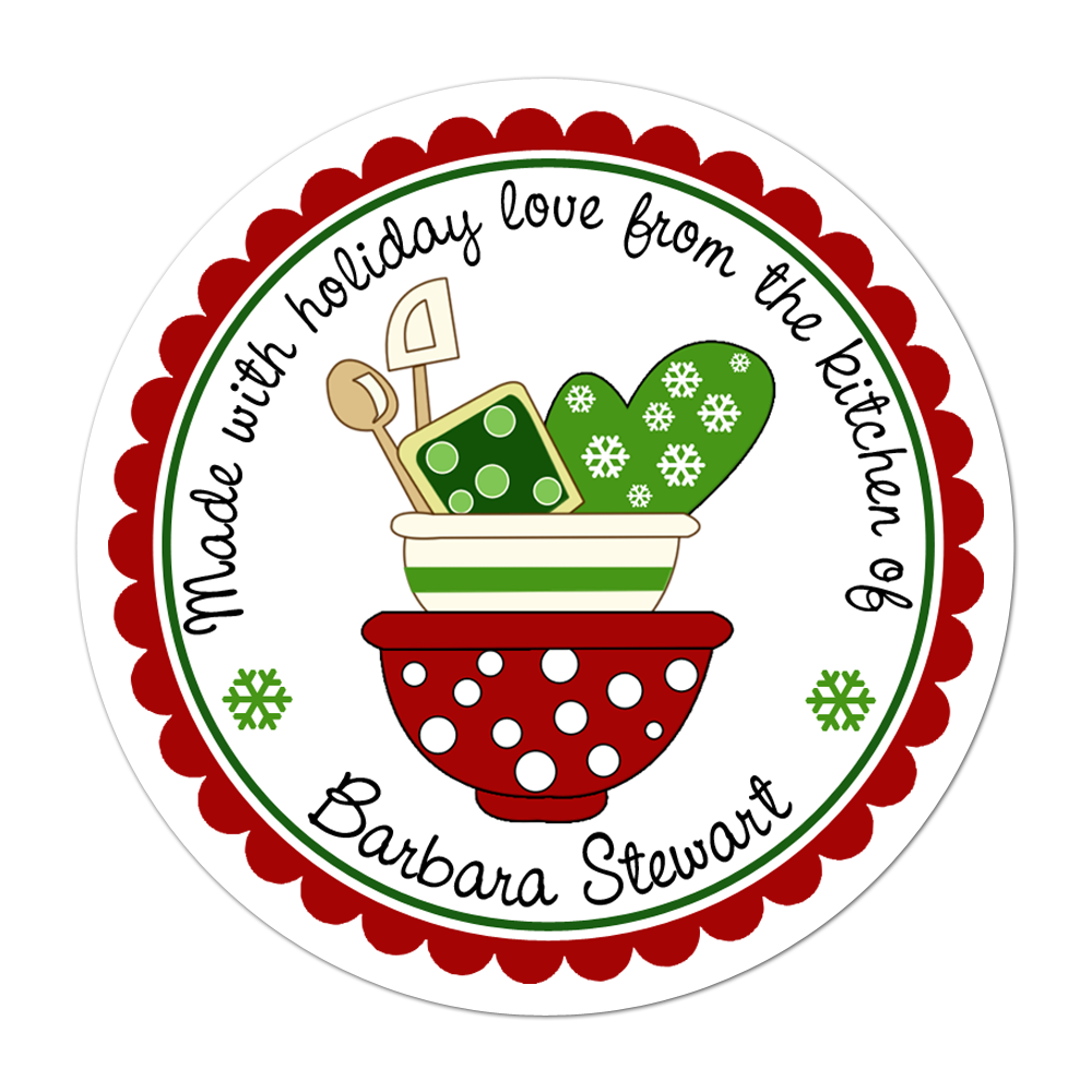Mixing Bowls Personalized Sticker Christmas Stickers - INKtropolis