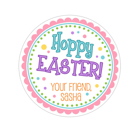 Happy Easter Blue and Purple Personalized Easter Sticker