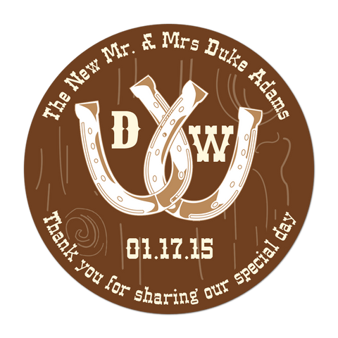 Horseshoes Personalized Wedding Favor Sticker