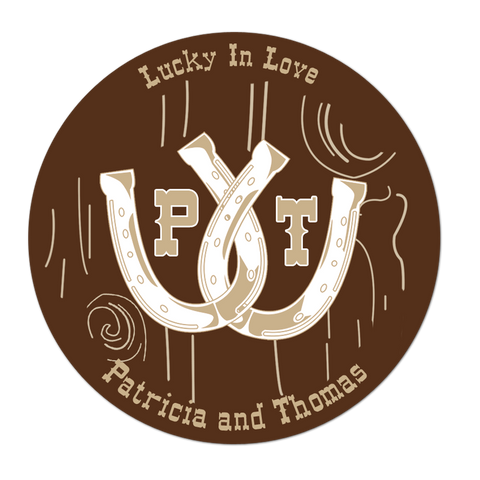 Lucky In Love Horseshoes Personalized Wedding Favor Sticker