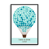 Wedding Guest Book Alternative Poster, Print, Framed or Canvas - Hot Air Balloon - 100 Signatures - Choose Your Colors wedding guest book alternative - INKtropolis