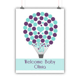 Personalized Baby Shower Guest Book Alternative - Hot Air Balloon Customized Poster, Print, Framed or Canvas, 50 Signatures Baby Shower Guest Book - INKtropolis