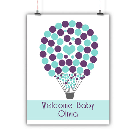 Personalized Baby Shower Guest Book Alternative - Hot Air Balloon
