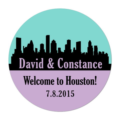 Houston Skyline Personalized Destination Wedding Favor Sticker
