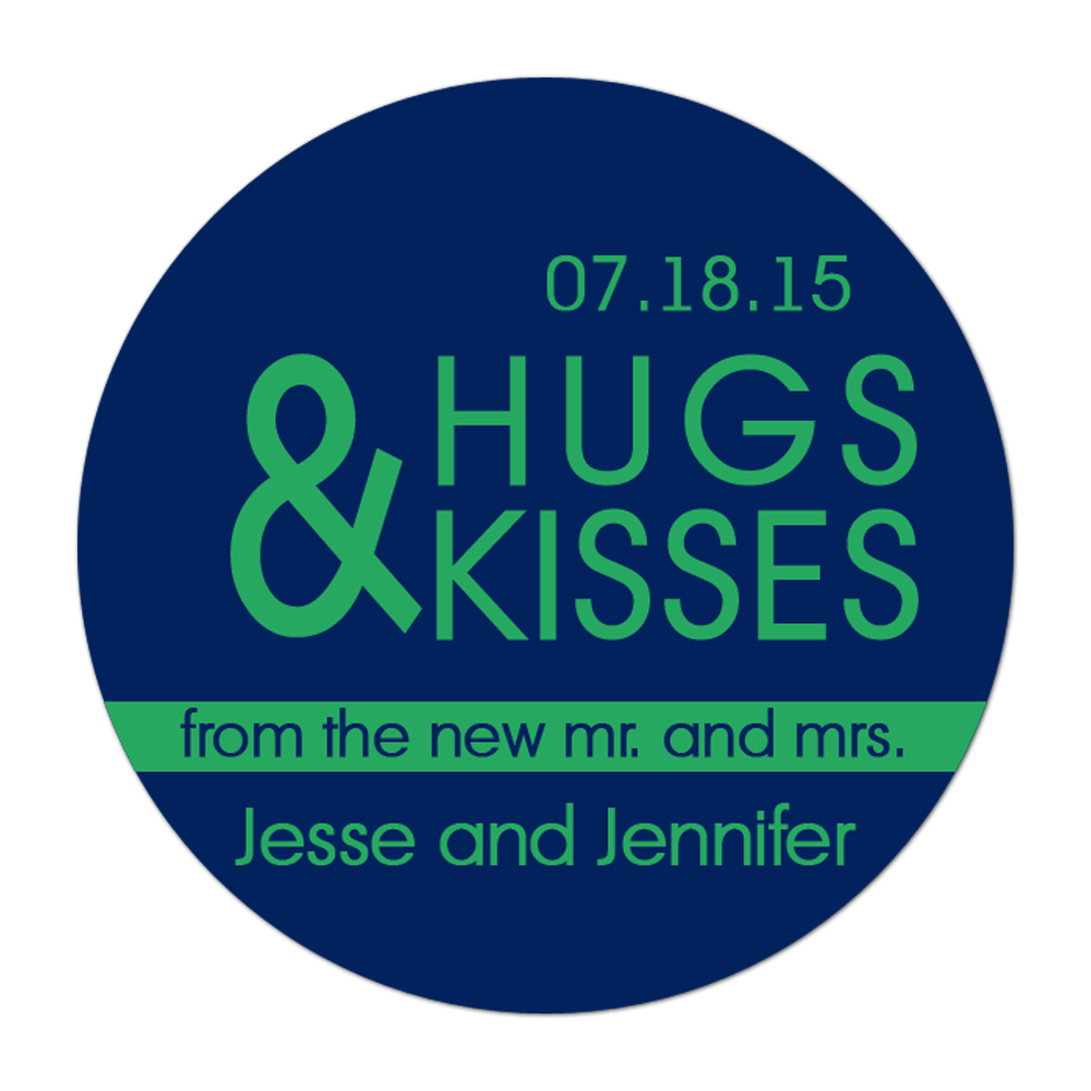 Hugs and Kisses Personalized Sticker Wedding Stickers - INKtropolis