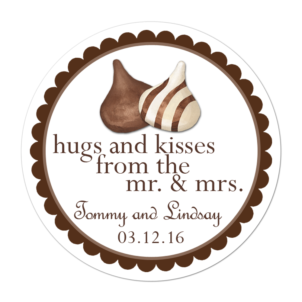 Hershey Hugs and Kisses Personalized Sticker Wedding Stickers - INKtropolis