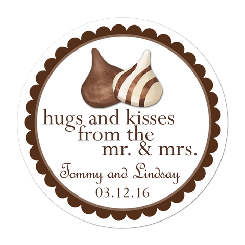 Hershey Hugs and Kisses Personalized Wedding Favor Sticker