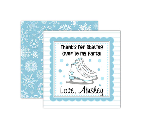 Personalized Blue Ice Skating Birthday Favor Tags