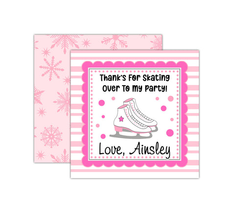 Personalized Pink Ice Skating Birthday Favor Tags