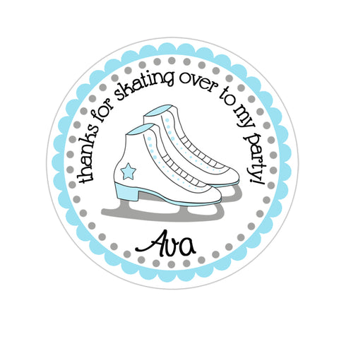 Ice Skates Personalized Birthday Favor Sticker