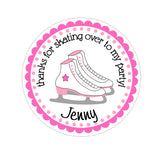 Pink Ice Skates Personalized Sticker Birthday Stickers - INKtropolis