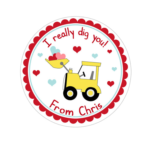 Construction Personalized Valentines Day Sticker