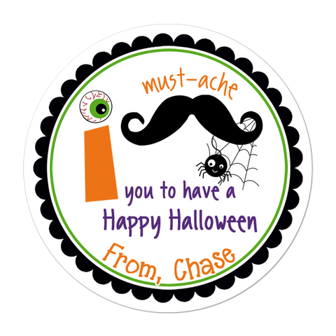 Mustache Personalized Halloween Sticker