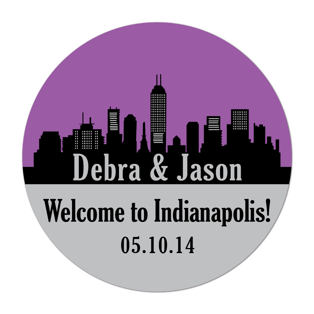 Indianapolis Indiana Skyline Personalized Sticker Wedding Stickers - INKtropolis