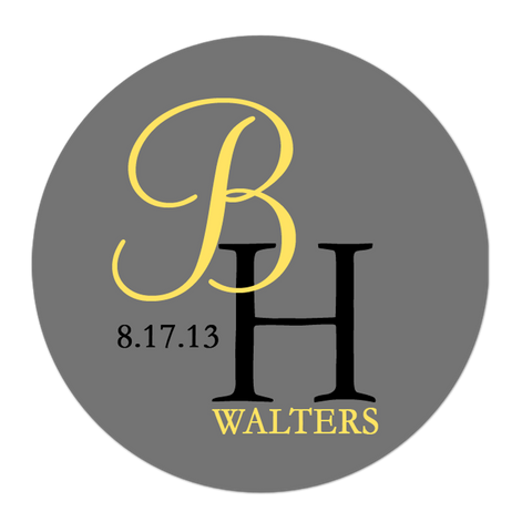 Interlocking Monogram Personalized Wedding Favor Sticker
