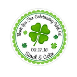 St Patricks Day Wedding Four Leaf Clover Personalized Sticker Other Holiday Stickers - INKtropolis