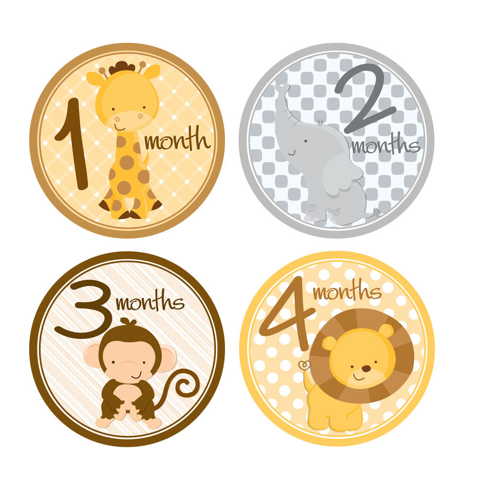 Baby Animals Monthly Baby Stickers onesie sticker - INKtropolis