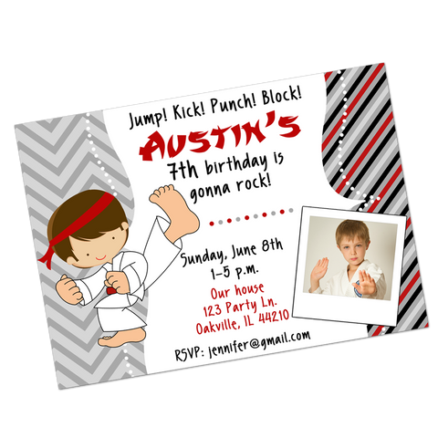 Karate Boy Digital Birthday Invitation