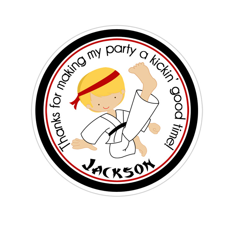 Karate Boy Personalized Sticker Birthday Stickers - INKtropolis
