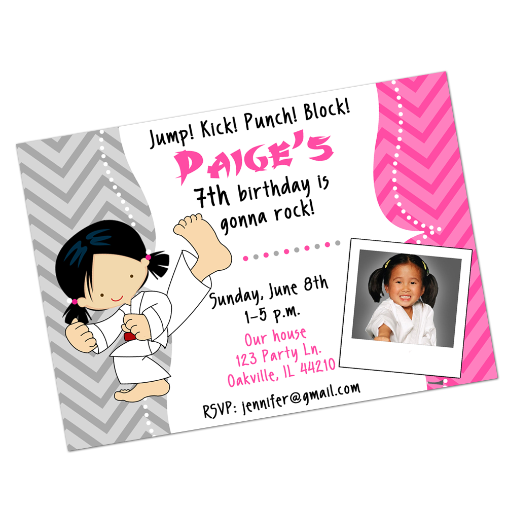 Karate Girl Digital Invitation Digital Invitations - INKtropolis