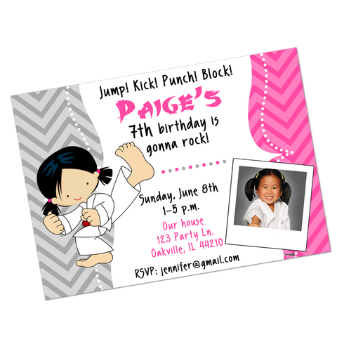 Karate Girl Digital Birthday Invitation