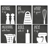 Chalkboard Cooking Sayings Kitchen Artwork Decor, Poster, Print, Framed or Canvas - Set of 6 kitchen art - INKtropolis
