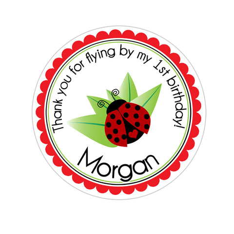 LadyBug Personalized Birthday Favor Sticker