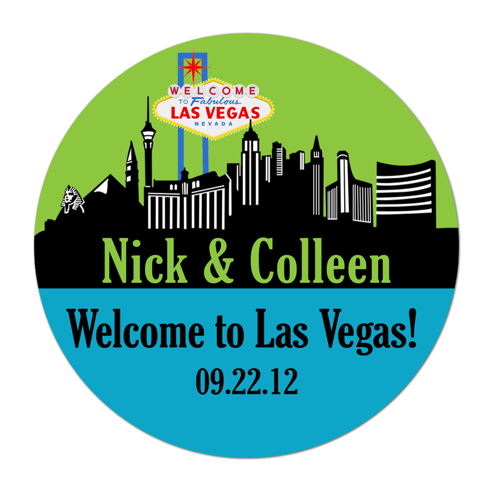 Las Vegas Skyline Personalized Sticker Wedding Stickers - INKtropolis