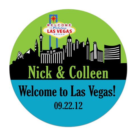 Las Vegas Skyline Personalized Destination Wedding Favor Sticker