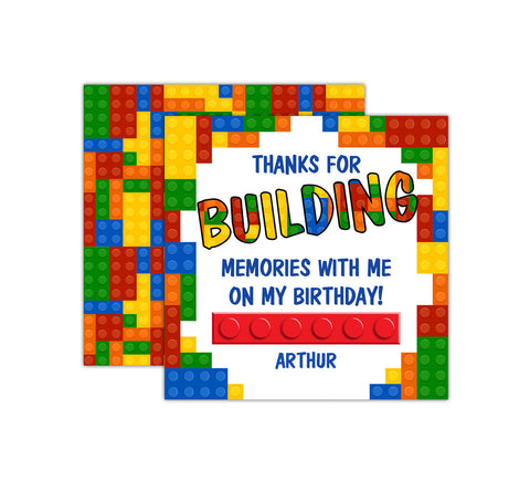 Personalized Building Blocks Birthday Favor Tags