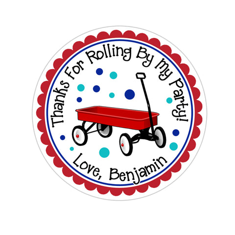 Little Red Wagon Personalized Baby Shower Sticker