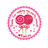 Pink and Red Lollipops Personalized Sticker Birthday Stickers - INKtropolis