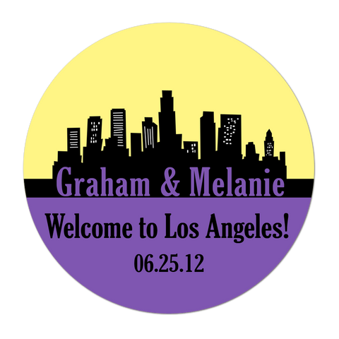 Los Angeles Skyline Personalized Destination Wedding Favor Sticker