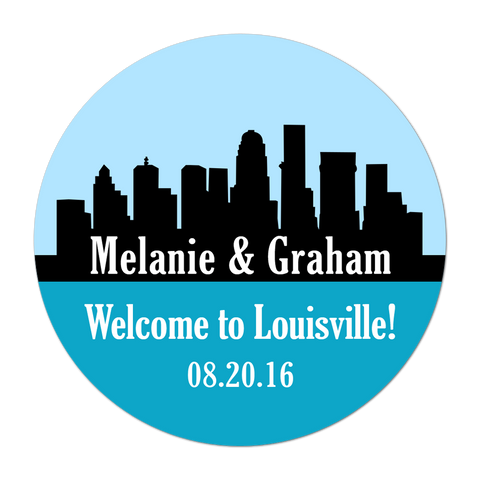Louisville Skyline Personalized Destination Wedding Favor Sticker