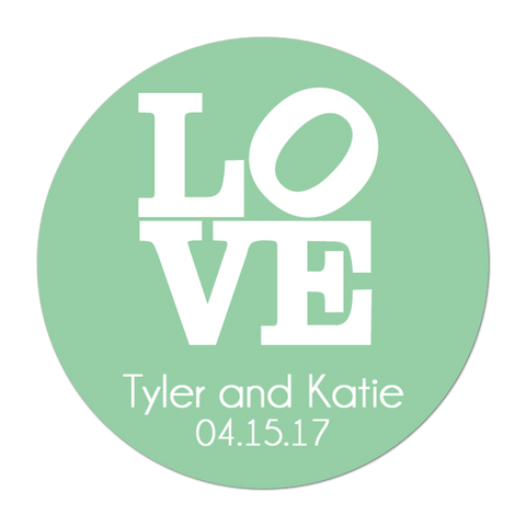 LOVE Block Letter Personalized Wedding Favor Sticker