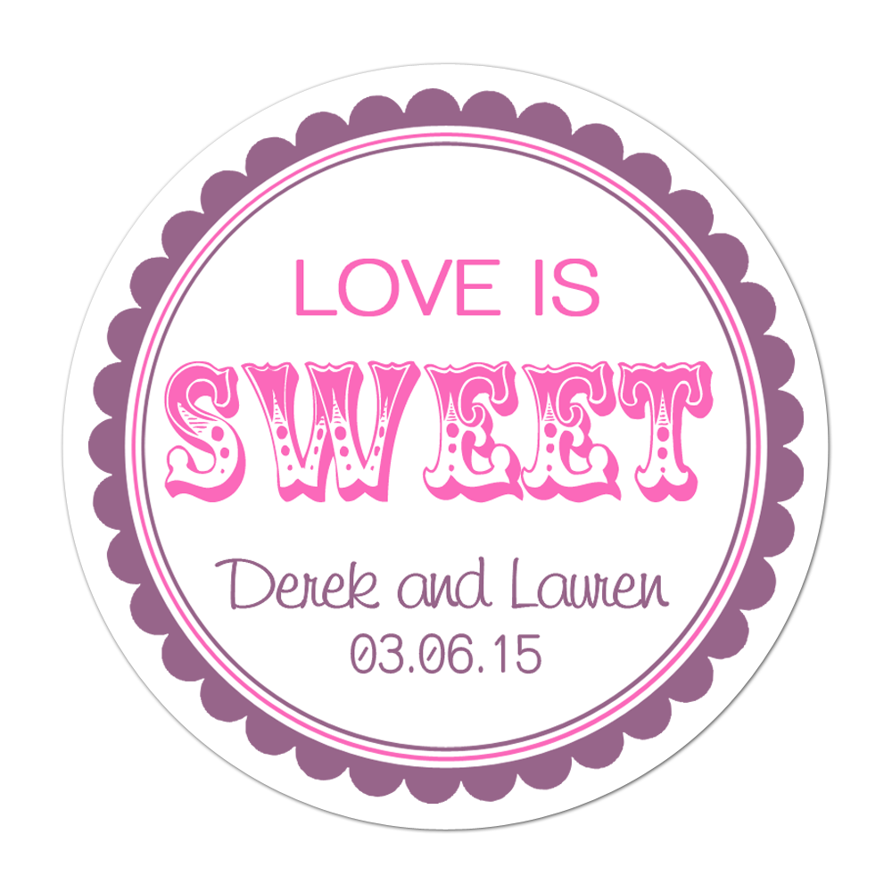 Love Is Sweet Personalized Sticker Wedding Stickers - INKtropolis