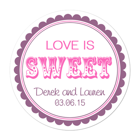 Love Is Sweet Personalized Wedding Favor Sticker