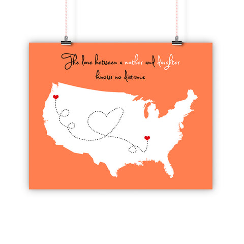 Mother's Day Gift  Long Distance Relationship Map