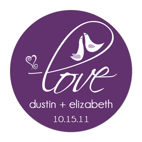 Birds In Love Personalized Wedding Favor Sticker