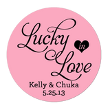 Lucky In Love Heart Personalized Sticker Wedding Stickers - INKtropolis