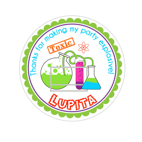 Science Party Personalized Birthday Favor Sticker