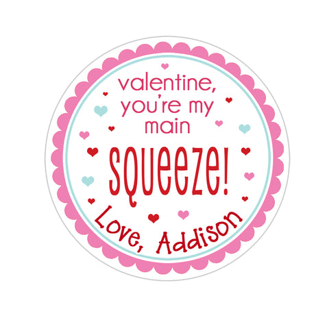 Main Squeeze Personalized Valentines Day Sticker