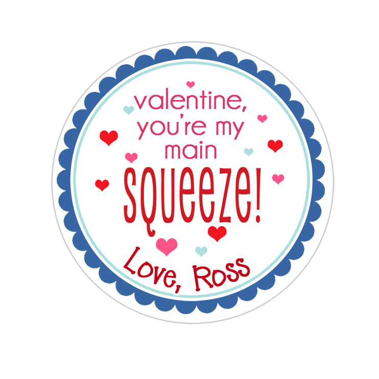 Blue Main Squeeze Valentines Day Personalized Sticker Valentines Day Stickers - INKtropolis