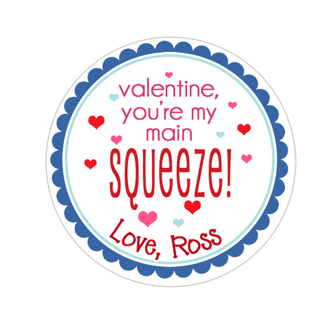 Blue Main Squeeze Personalized Valentines Day Sticker