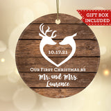 Personalized Our First Christmas Married Ornament - Deer Heart